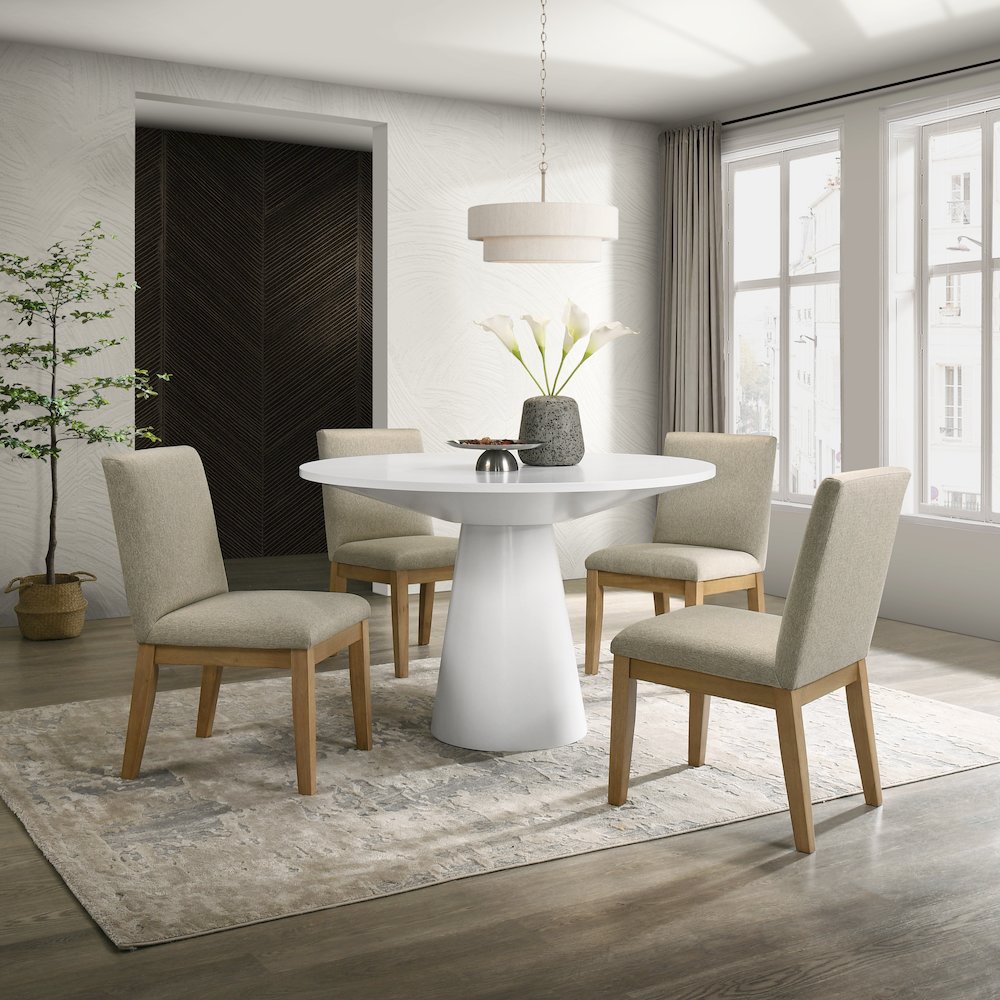 Rocco 5-Pc 48'' Pedestal Dining Set, Round Pedestal Table with 4 Chairs
