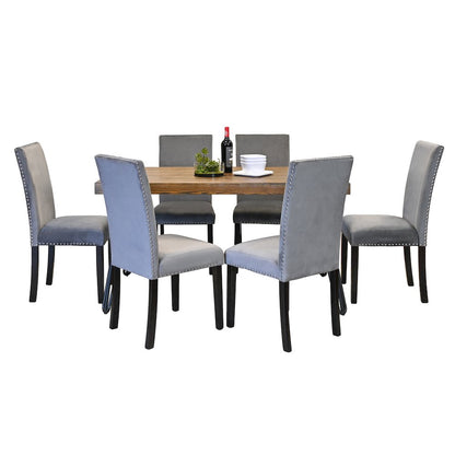 Ashzo 7-Pc Dining Set, Hairpin Dining Table with 6 Chairs, Gray