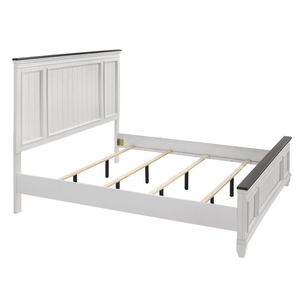 Clelane 3-Piece Wood Bedroom Set, King Bed and 2 Nightstands, Weathered White