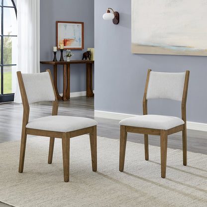 Parker 7-Piece Dining Set, Trestle Dining Table with 6 Stylish Chairs, Light Oak