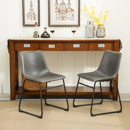 Lotusville Vintage PU Leather Dining Chairs, Antique Gray, Set of 2