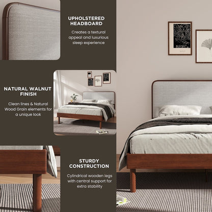 Wyller 3-Pc Bedroom Set, Platform Bed with 2 Nightstands, Natural Walnut, Queen