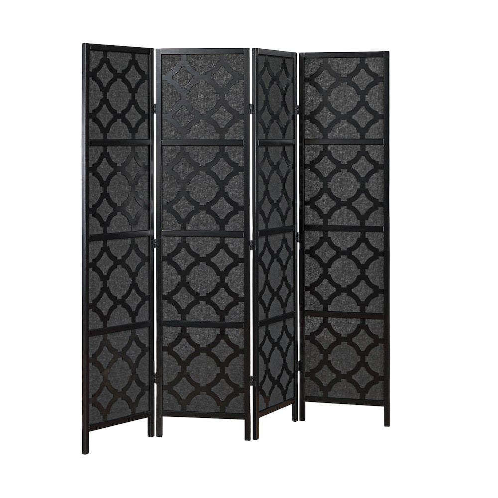 4-Panel Room Divider, Decorative Folding Freestanding Privacy Screen, Black