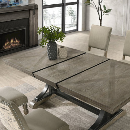 Birmingham Nailhead Driftwood Finish Extendable Table