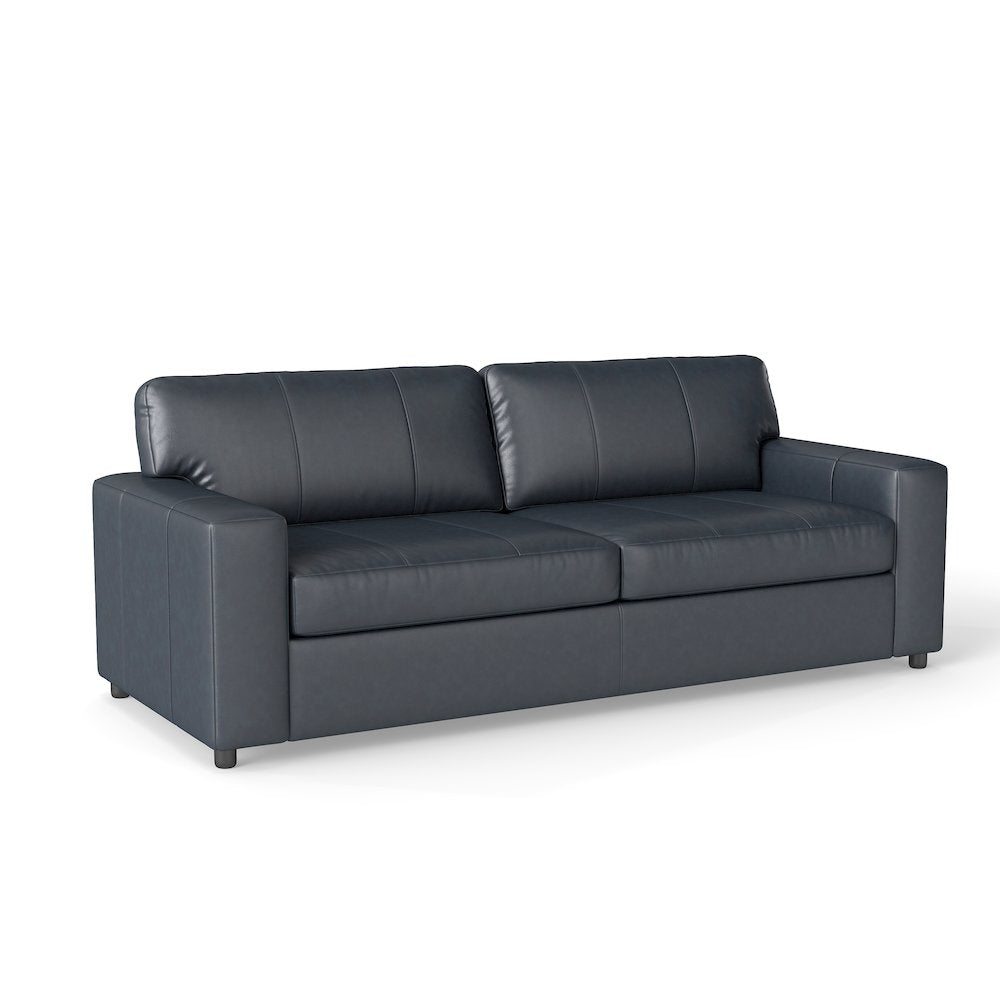 Sakan Leather Upholstered Sofa, Blue