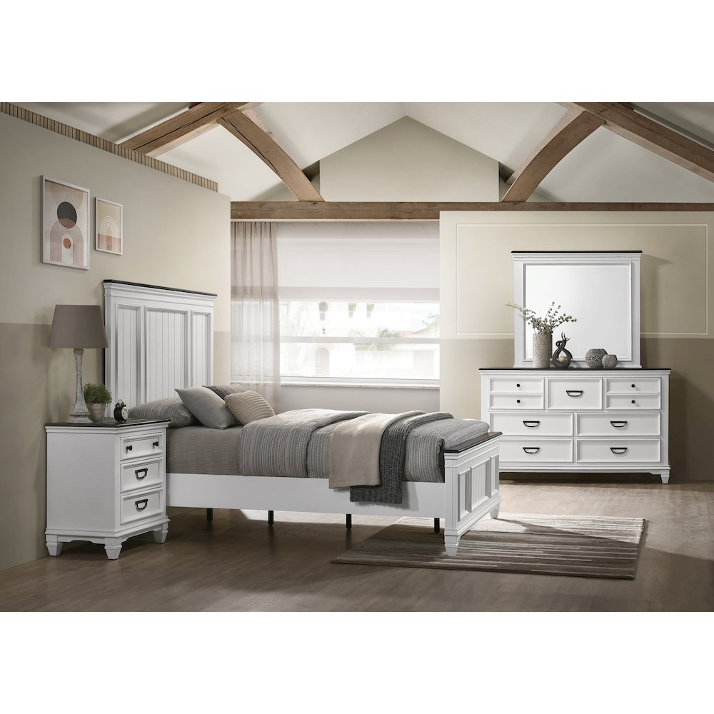 Clelane Wood Bedroom Set Panel Queen Bed, Dresser, Mirror, and Nightstand