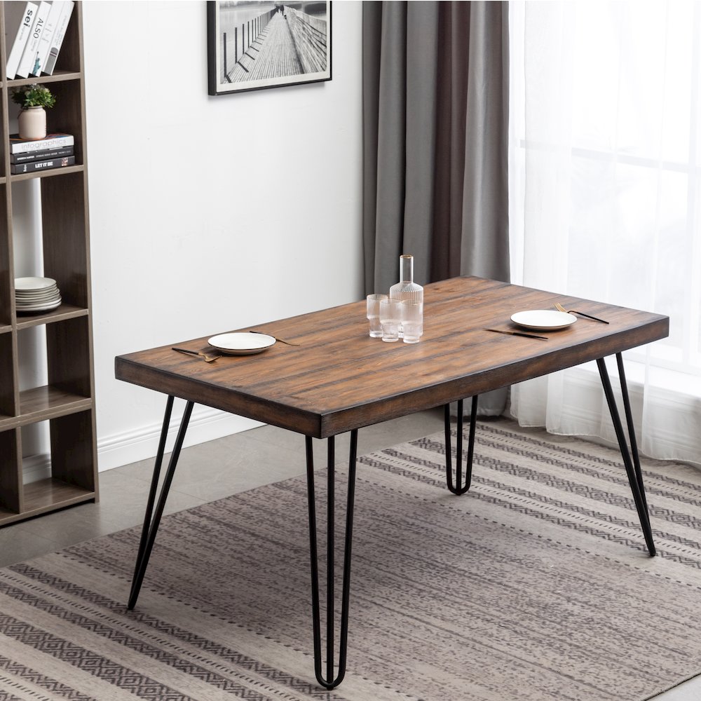 Ashford 6-Pc Dining Set, Hairpin Dining Table with 4 Chairs and Bench, Purple