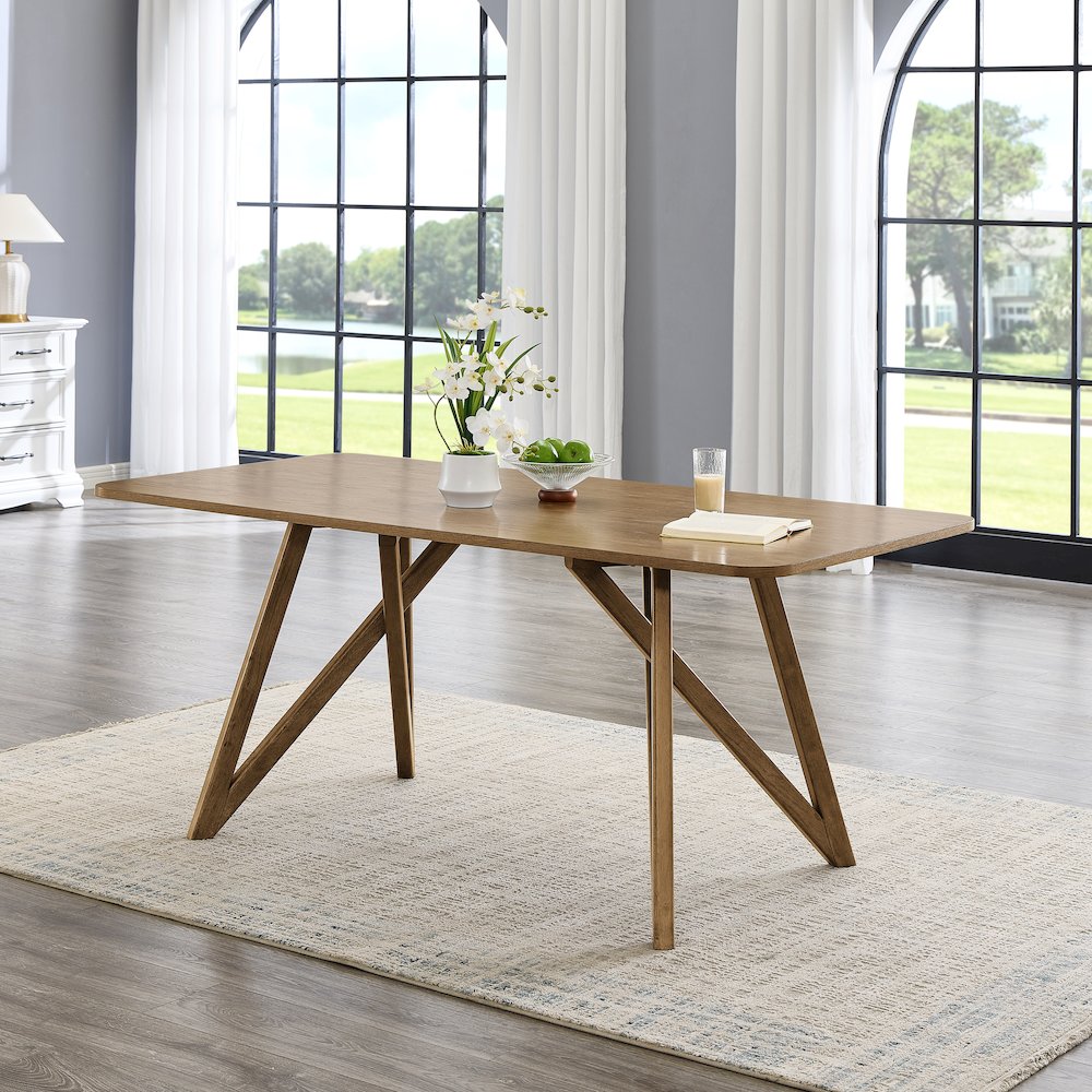 Axler 70-in Length Dining Table, Tripod-Cross Leg, Light Oak