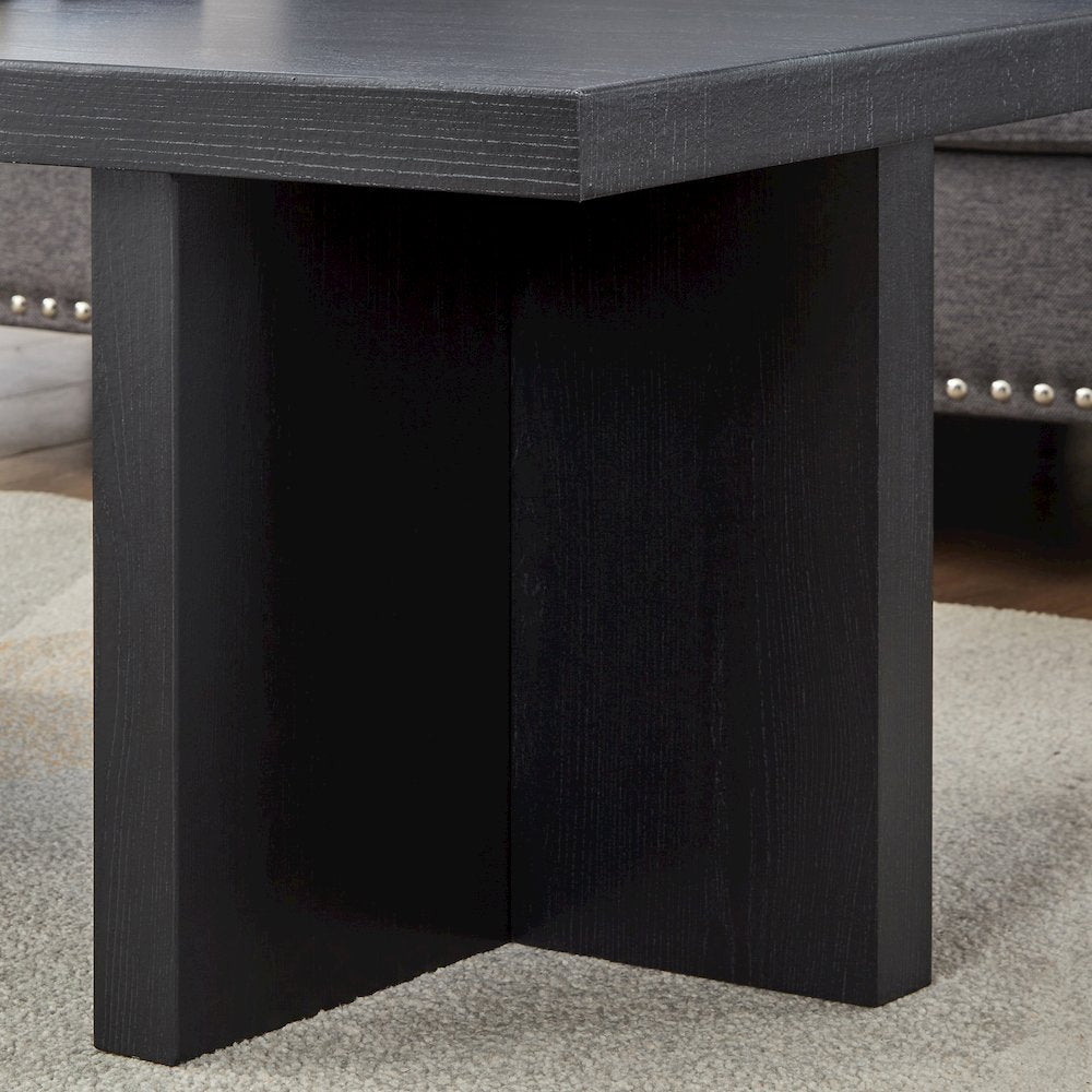 Mchome Square End Table, Nightstand, Black Finish