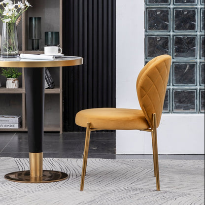 Amoa Contemporary Velvet Upholstery Dining Chair, Yellow, Set of 2