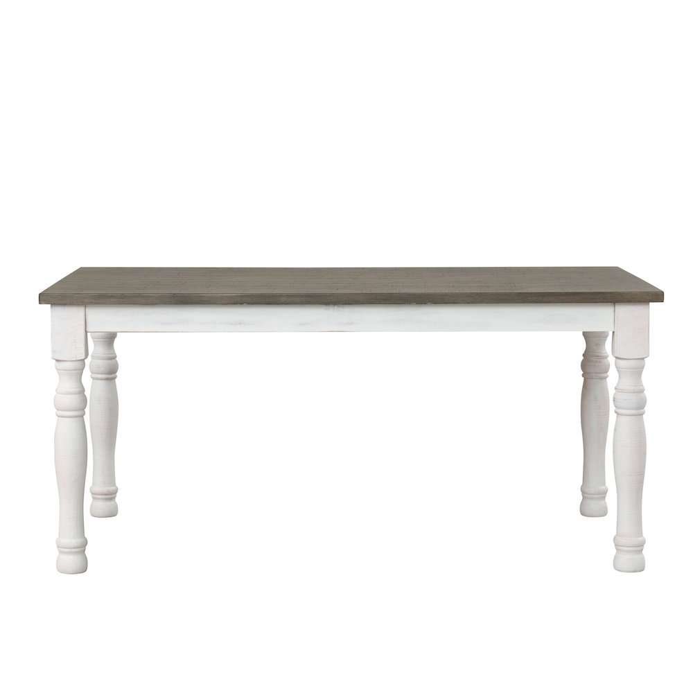Ebret Farmhouse Two-tone Distressed Wood Dining Table, Brown and White