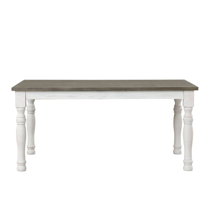 Ebret Farmhouse Two-tone Distressed Wood Dining Table, Brown and White
