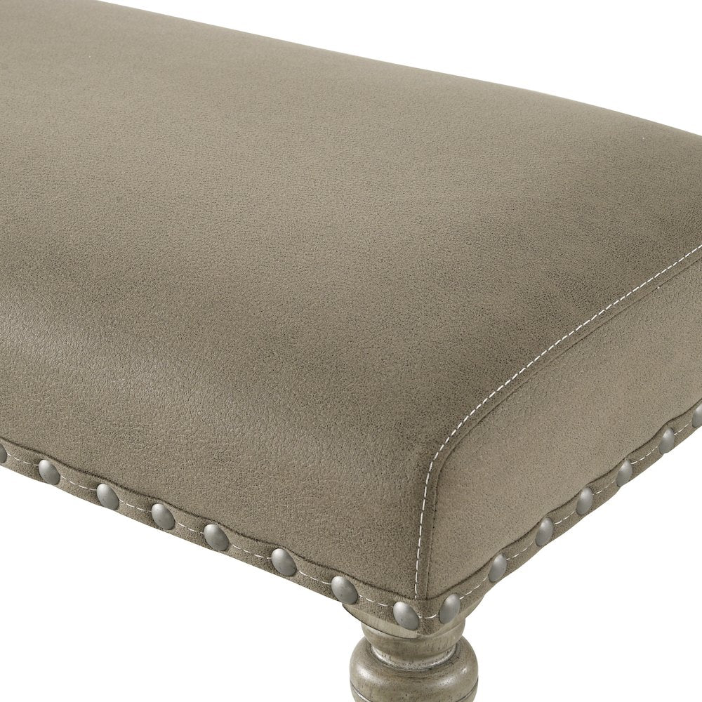 Birmingham 8-Piece Extendable Table with Nailhead Bench Dining Set, Driftwood