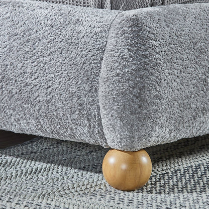 Lunara Gray Upholstered Platform Bed with Bun Feet, King