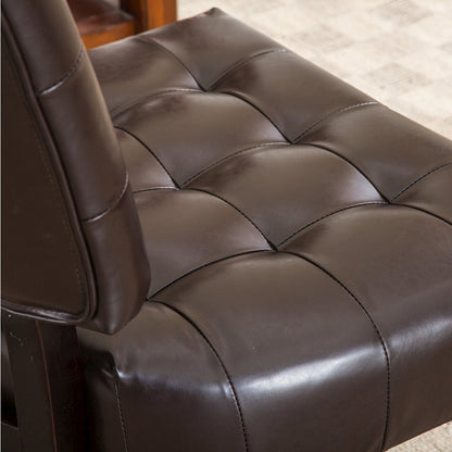 Movile Blended Leather Tufted Accent Chair with Oversized Seating, Brown