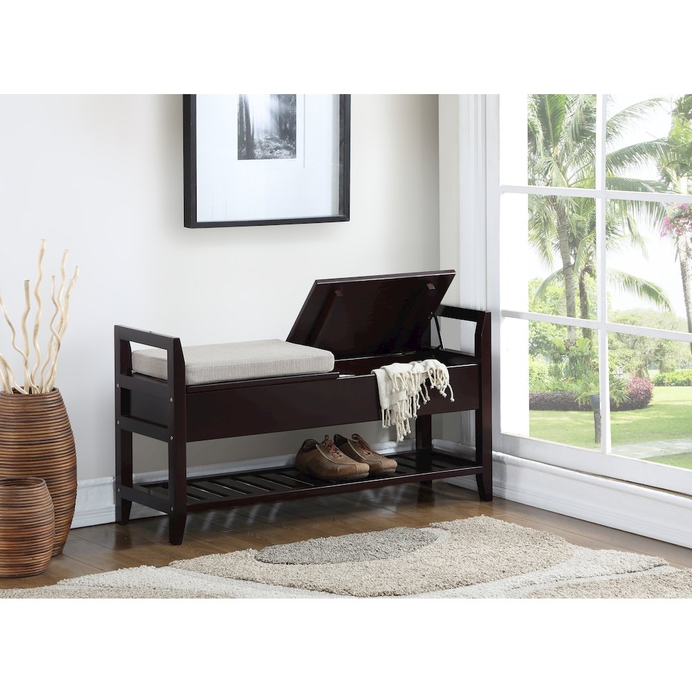 Vannes Espresso Storage Shoe Bench