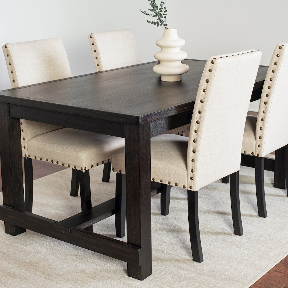6-Piece Dining Set, Dining Table with 4 Stylish Chairs and a Bench, Tan