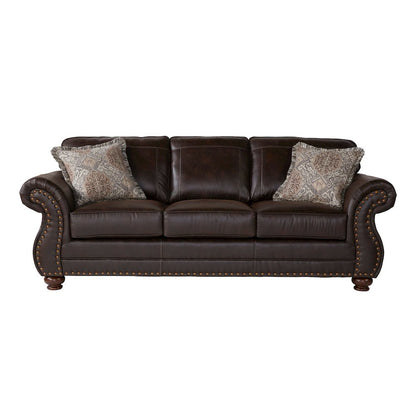 Leinster Faux Leather Upholstered Nailhead Sofa in Espresso