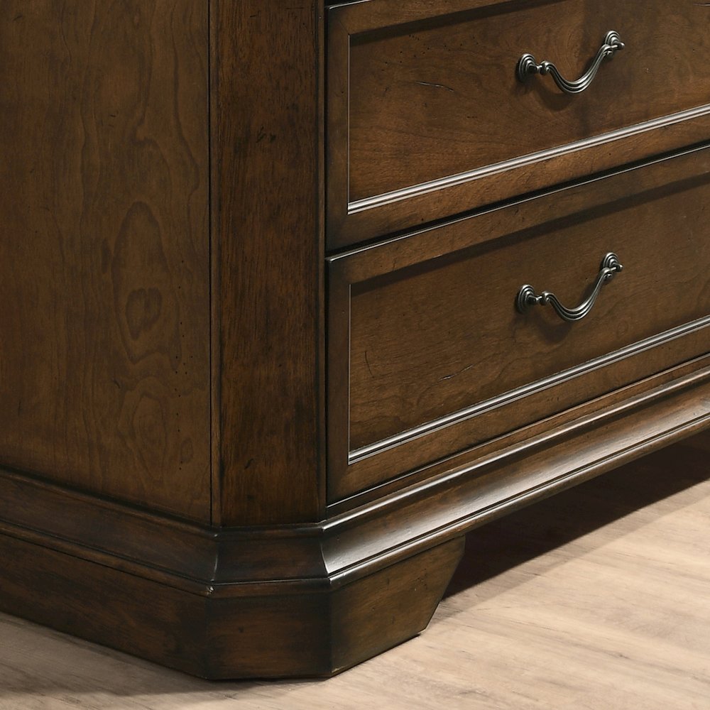 3-Piece Bedroom Set, Queen Panel Bed and 2 Nightstands, Antique Walnut Finish