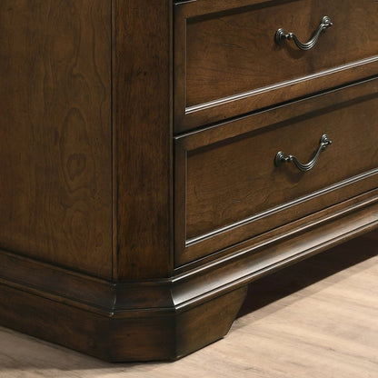 3-Piece Bedroom Set, Queen Panel Bed and 2 Nightstands, Antique Walnut Finish