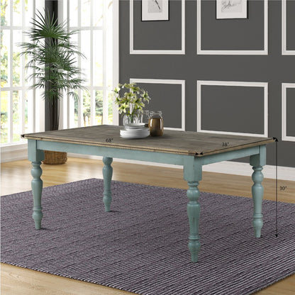 Prato Blue and Brown Two-Tone Finish Wood Dining Table