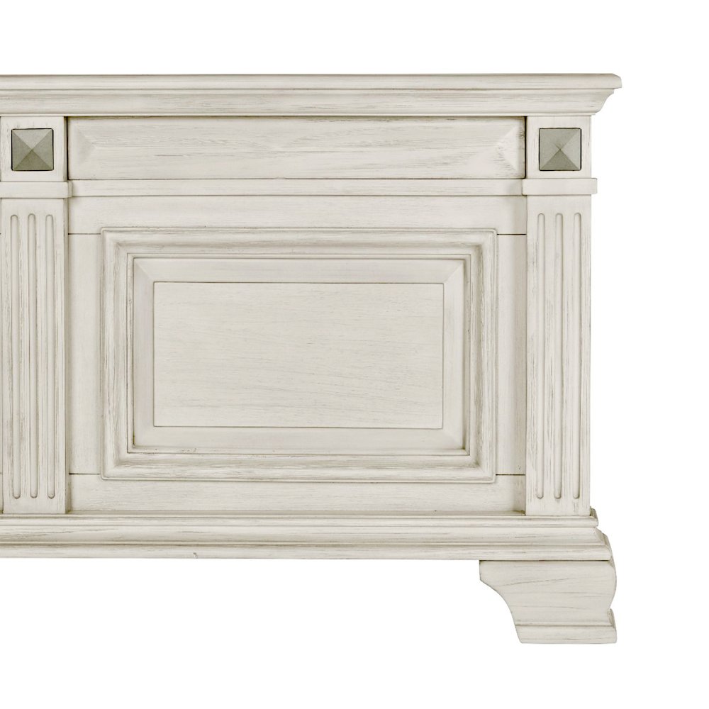 Distressed Parchment Wood Bedroom Set, King Bed, Dresser, Mirror, Nightstand