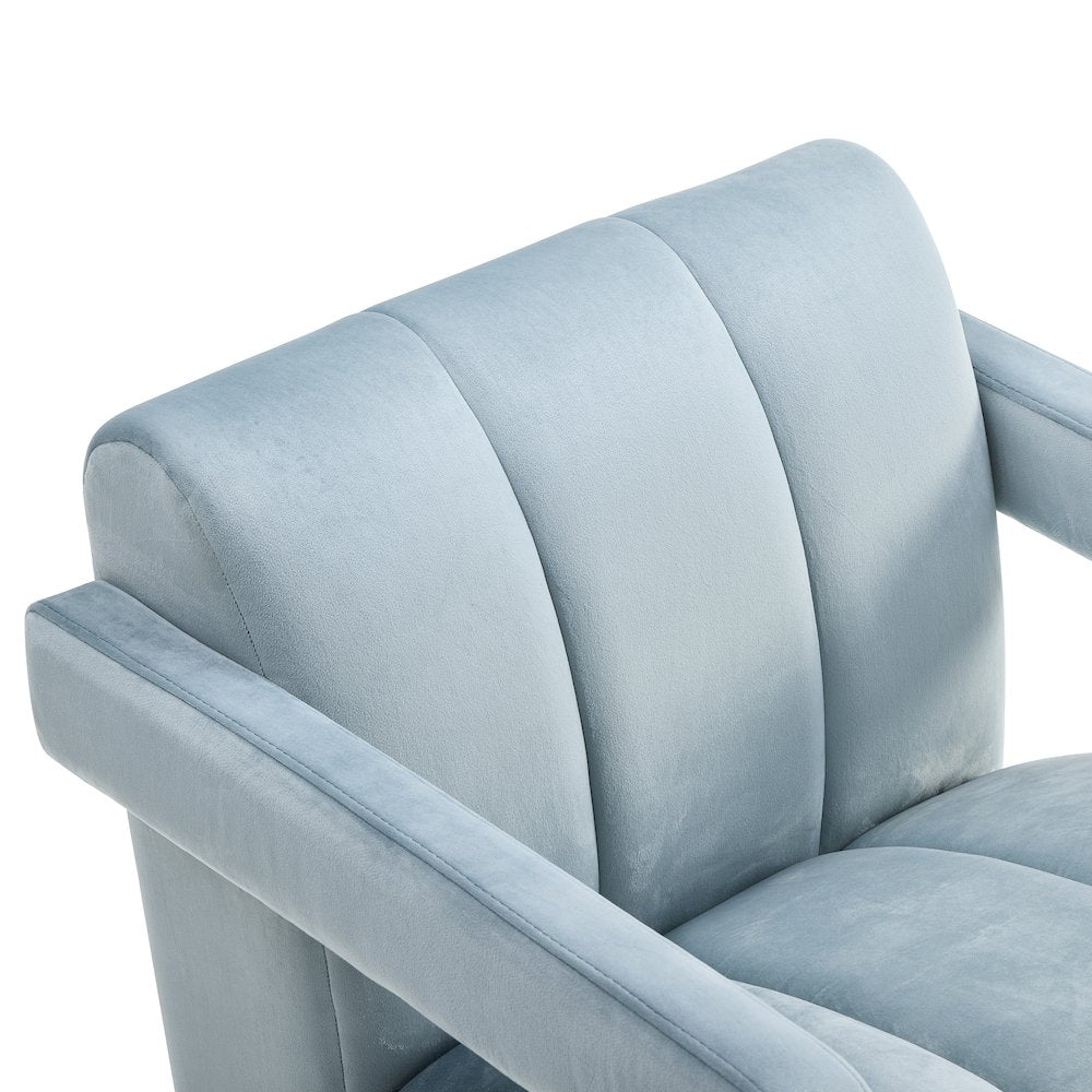 Velmor Contemporary Velvet Accent Armchair, Blue
