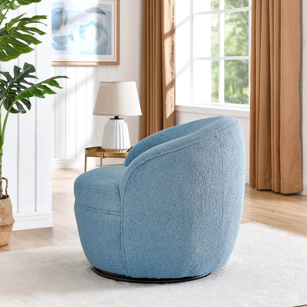 Galleria 360 Swivel Teddy Sherpa Barrel Chair, Blue