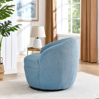 Galleria 360 Swivel Teddy Sherpa Barrel Chair, Blue