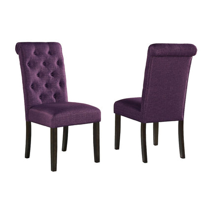 Leviton Solid Wood Tufted Asons Dining Chair, Set of 2, Purple