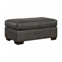 Contemporary Fabric Cocktail Ottoman with Solid Wood Legs, Footstool, Grey