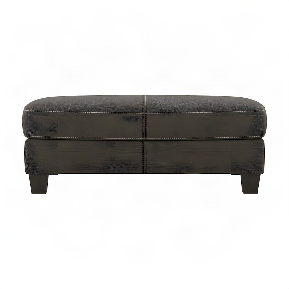 Contemporary Fabric Cocktail Ottoman with Solid Wood Legs, Footstool, Grey