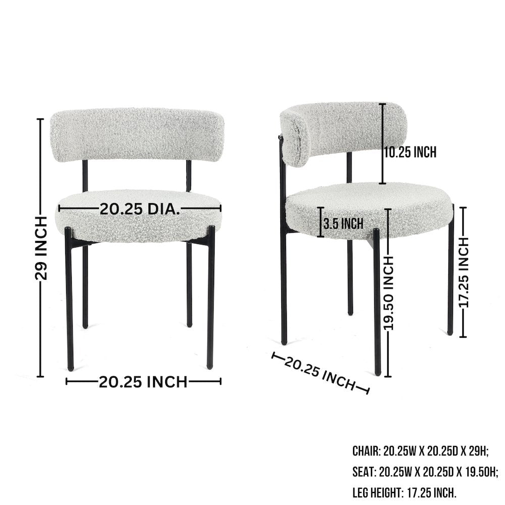 Durban 5-Pc Round Dining Set, Trestle Dining Table with 4 Boucle Chairs
