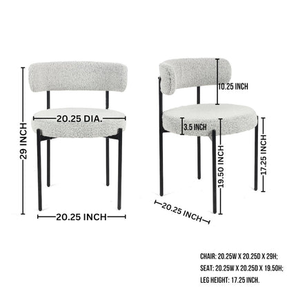 Durban 5-Pc Round Dining Set, Trestle Dining Table with 4 Boucle Chairs