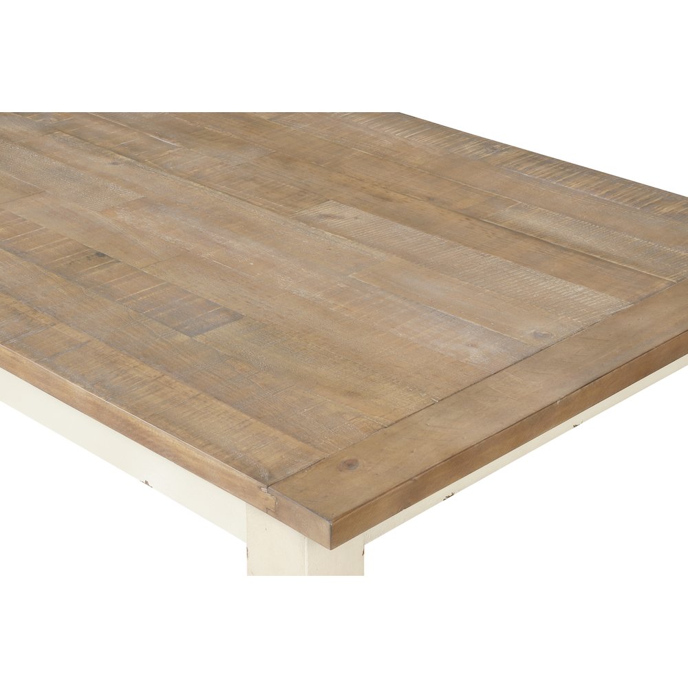 Prato Antique White and Distressed Oak Two-tone Finish Wood Dining Table