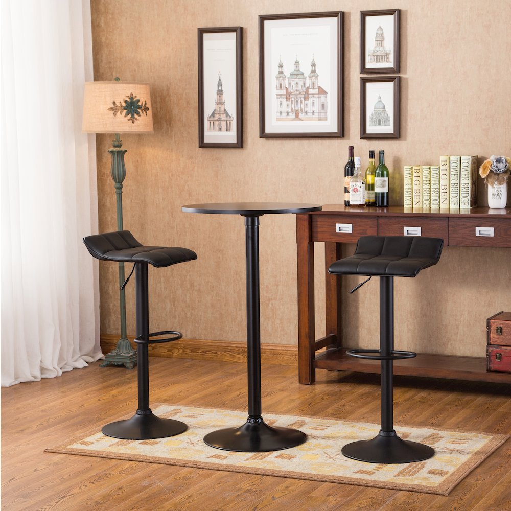 Belham Round Bar Table and 2 Swivel Adjustable Bar Stools