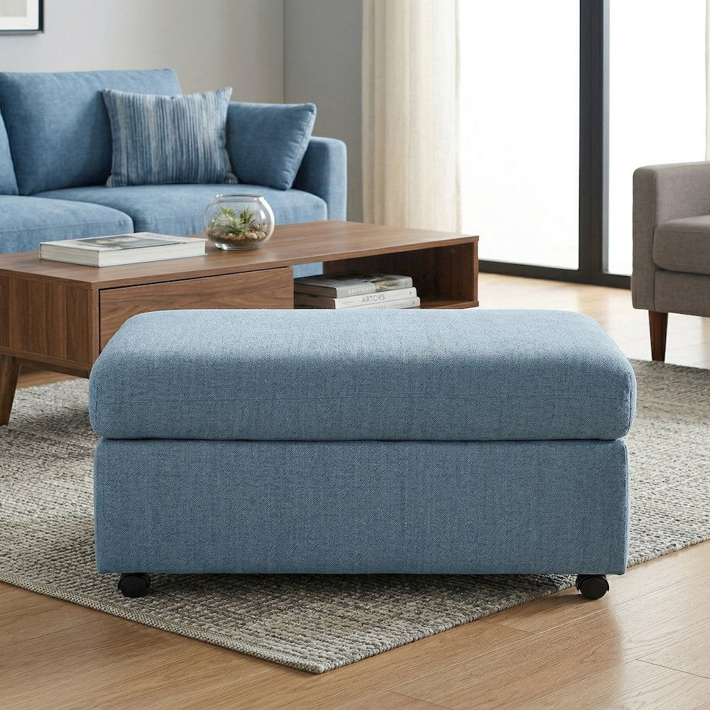 Wilson 2-Piece Living Room Set, Chair and Ottoman, Coast Blue