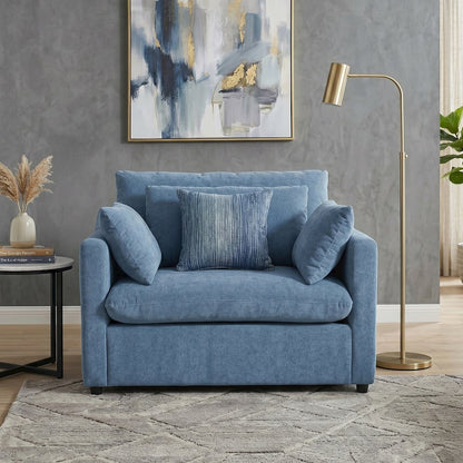 Wilson 2-Piece Living Room Set, Chair and Ottoman, Coast Blue