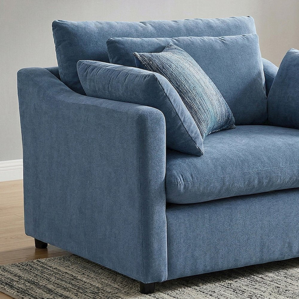 Wilson 2-Piece Living Room Set, Chair and Ottoman, Coast Blue