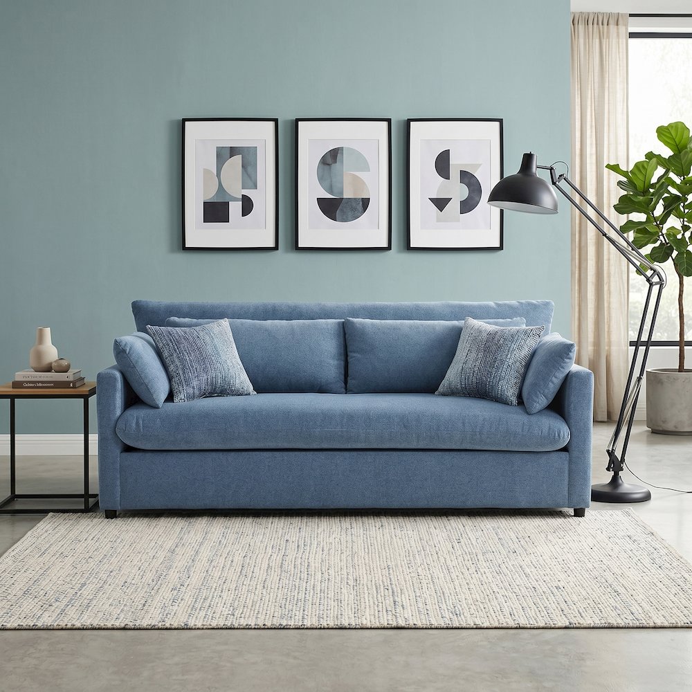 Wilson Contemporary Upholstered Sofa, Coast Blue