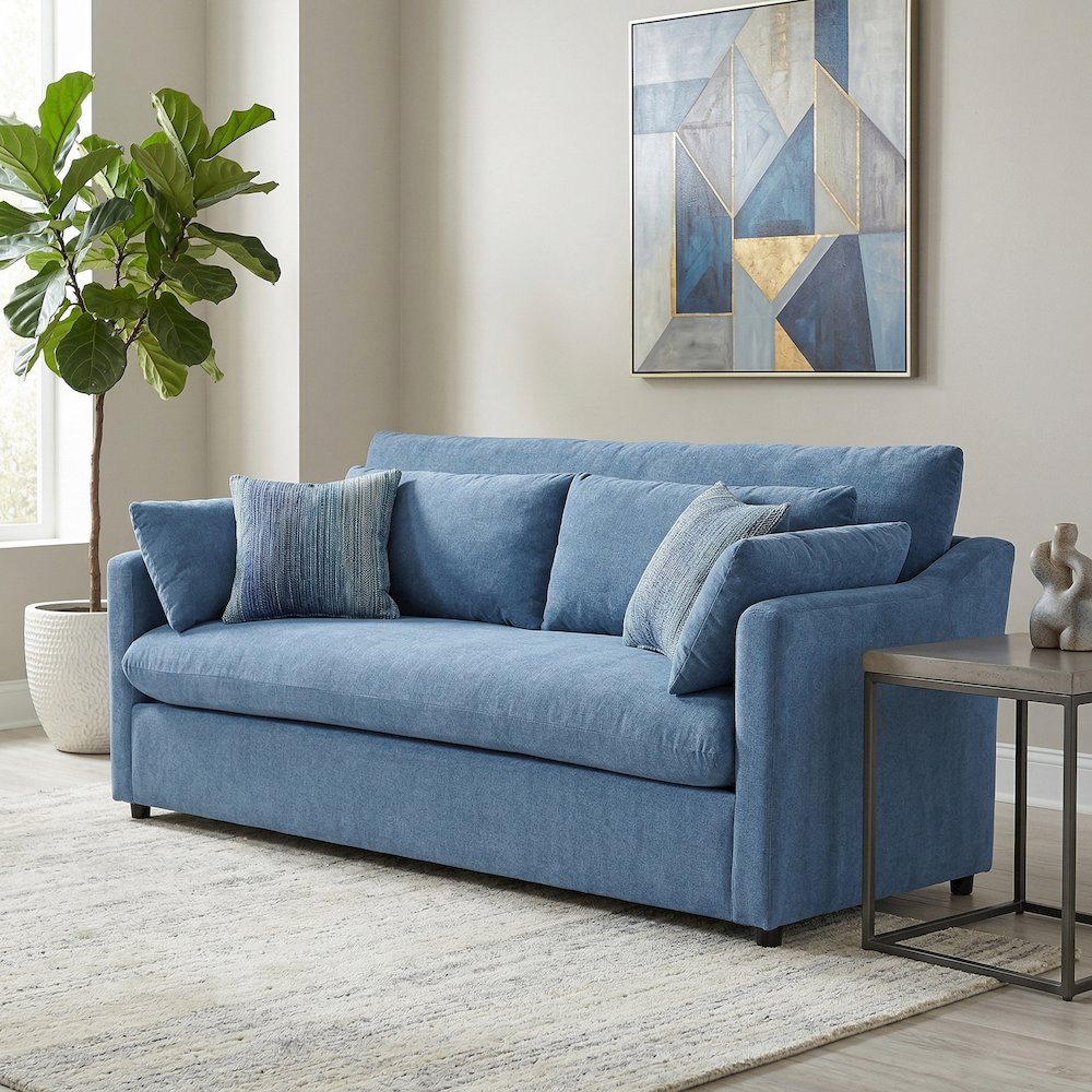 Wilson Contemporary Upholstered Sofa, Coast Blue