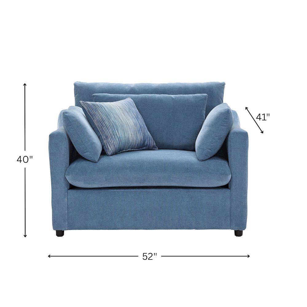 Wilson 3-Piece Living Room Set, Sofa Loveseat and Cuddle Chair, Coast Blue