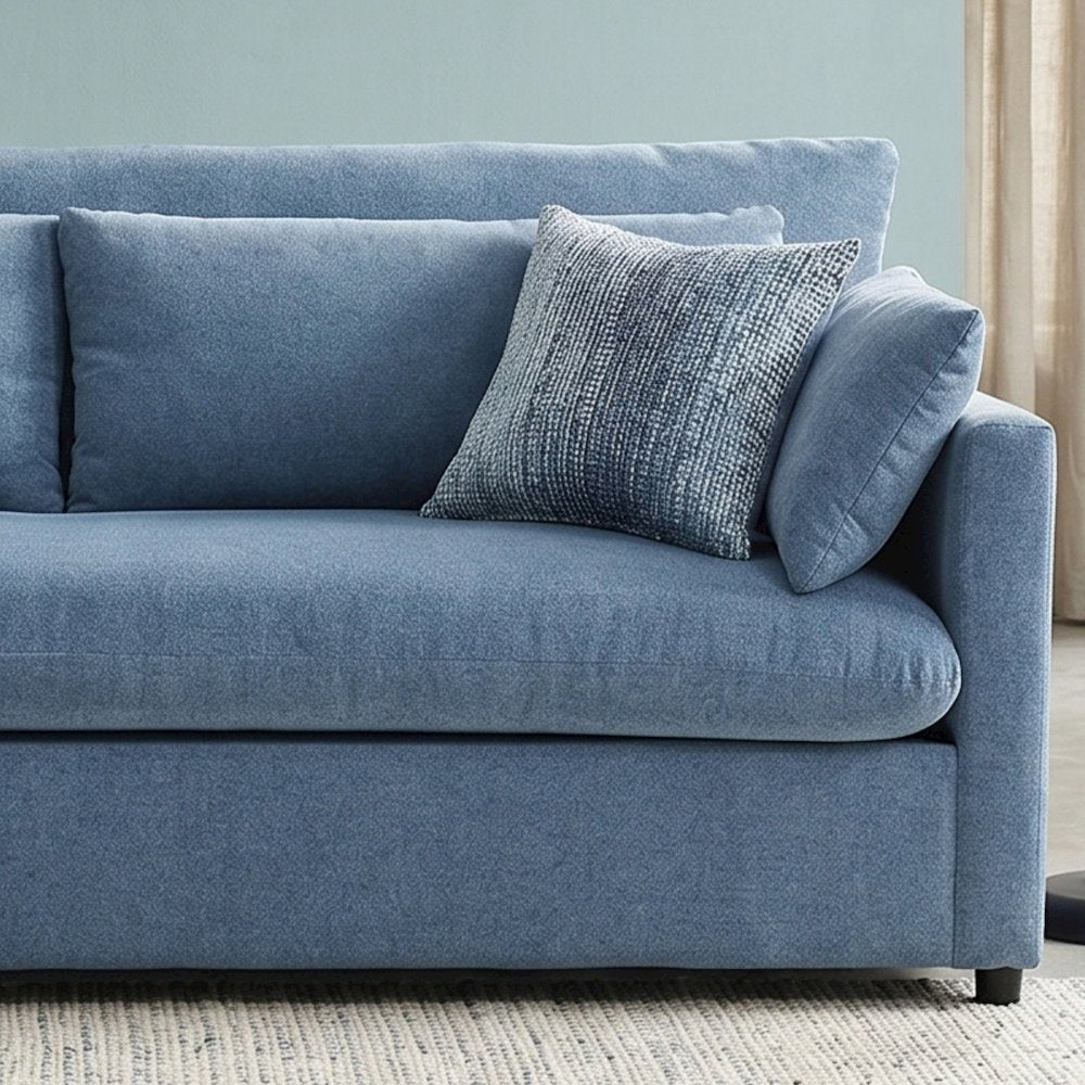 Wilson 4-Piece Living Room Set, Sofa Loveseat Cuddle Chair, Ottoman, Coast Blue