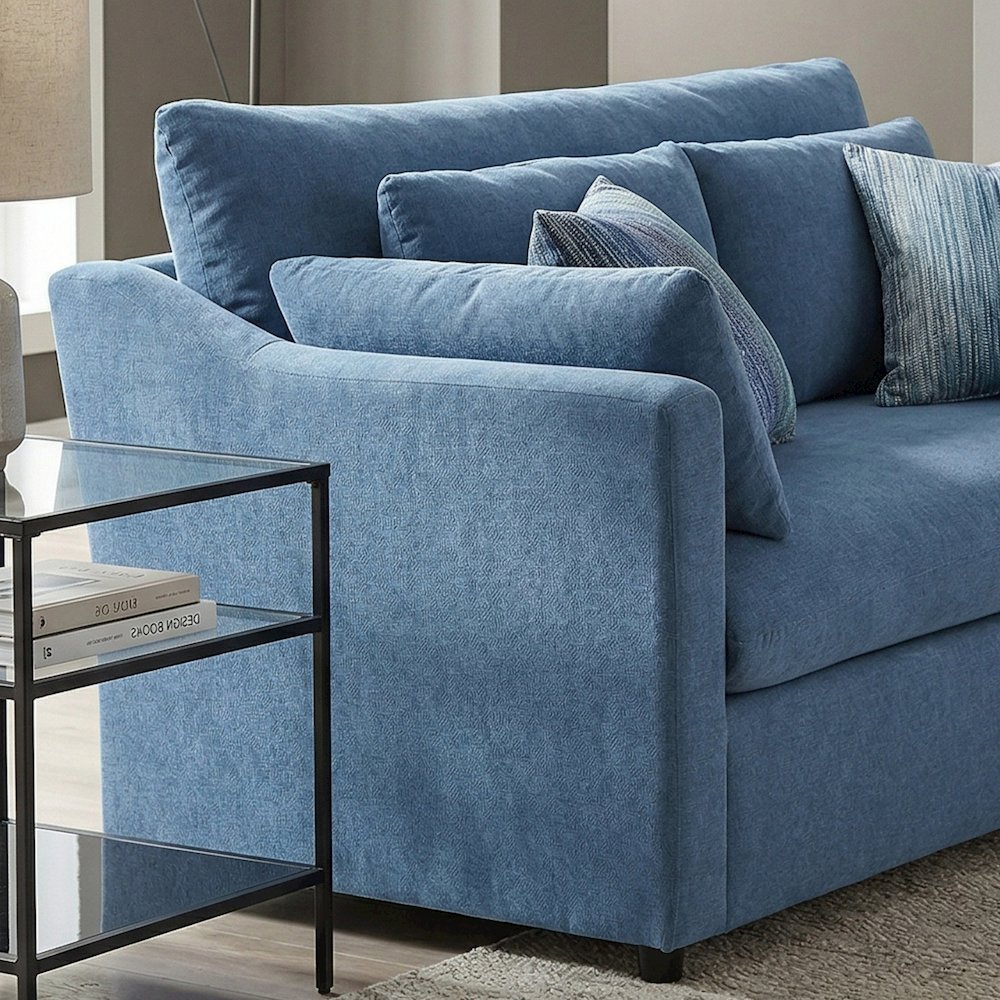 Wilson 4-Piece Living Room Set, Sofa Loveseat Cuddle Chair, Ottoman, Coast Blue