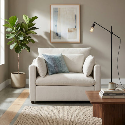 Wilson Contemporary Upholstered Cuddle Chair, Fog Beige