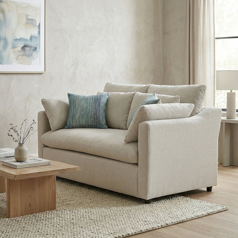 Wilson Contemporary Upholstered Loveseat, Fog Beige