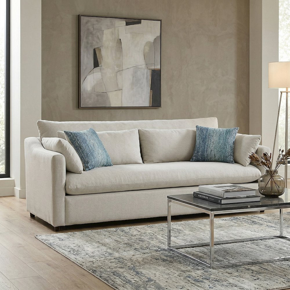 Wilson Contemporary Upholstered Sofa, Fog Beige