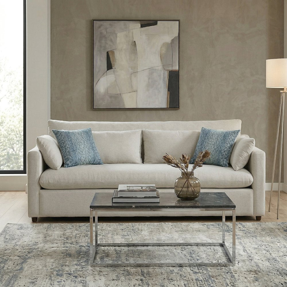 Wilson Contemporary Upholstered Sofa, Fog Beige