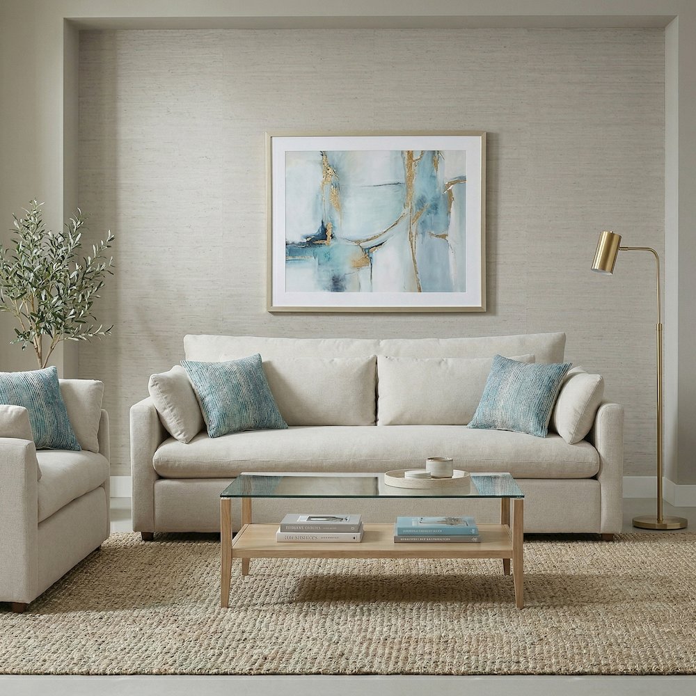 Wilson 2-Piece Living Room Set, Sofa and Loveseat, Fog Beige