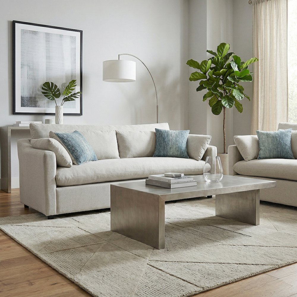 Wilson 2-Piece Living Room Set, Sofa and Loveseat, Fog Beige